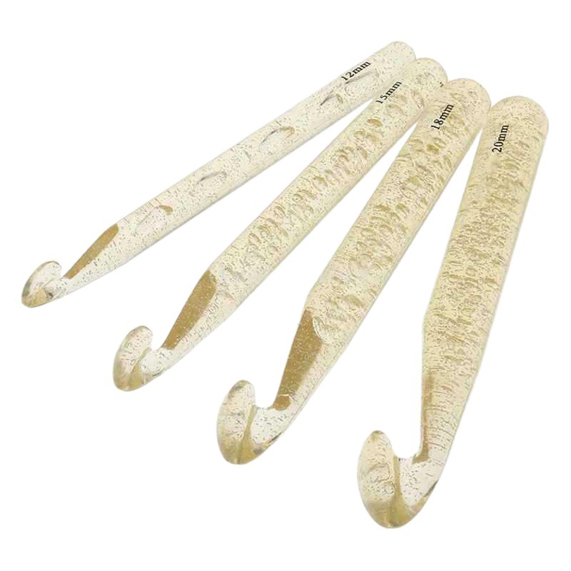 Herramienta de tejido transfronterizo, aguja de suéter de ganchillo de plástico, ABS, conjunto de 4 modelos de ganchillo transparente