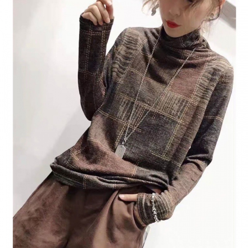 常规/加绒打底衫女高领春秋冬洋气复古内搭长袖T恤小衫上衣百搭潮