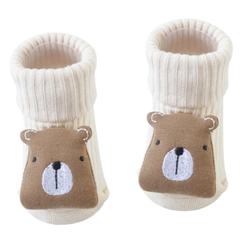 Calcetines coreanos para niños, con muñeco bordado, antideslizantes y dispensables para bebé otoño