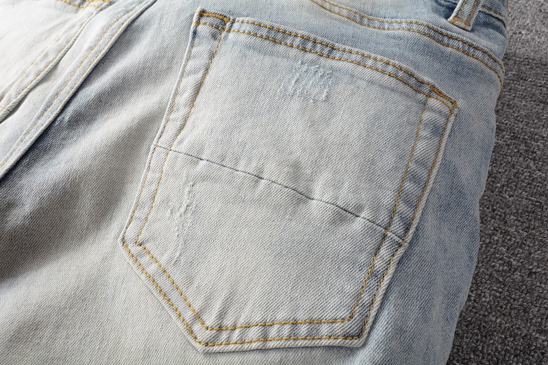 High Street Chiu zbrusu nový re-wash nůž řezané otvory v žebrák nálepka elastické slim-fit džíny muže_voghion.com
