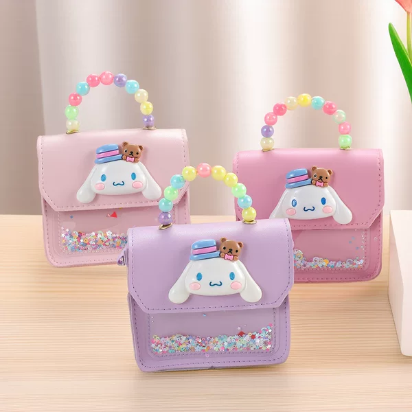 Children's Bags Big-Eared Dog Campus Card Meal Card Coin Purse Student Pearl Handbag Wholesale Storage for Young Children