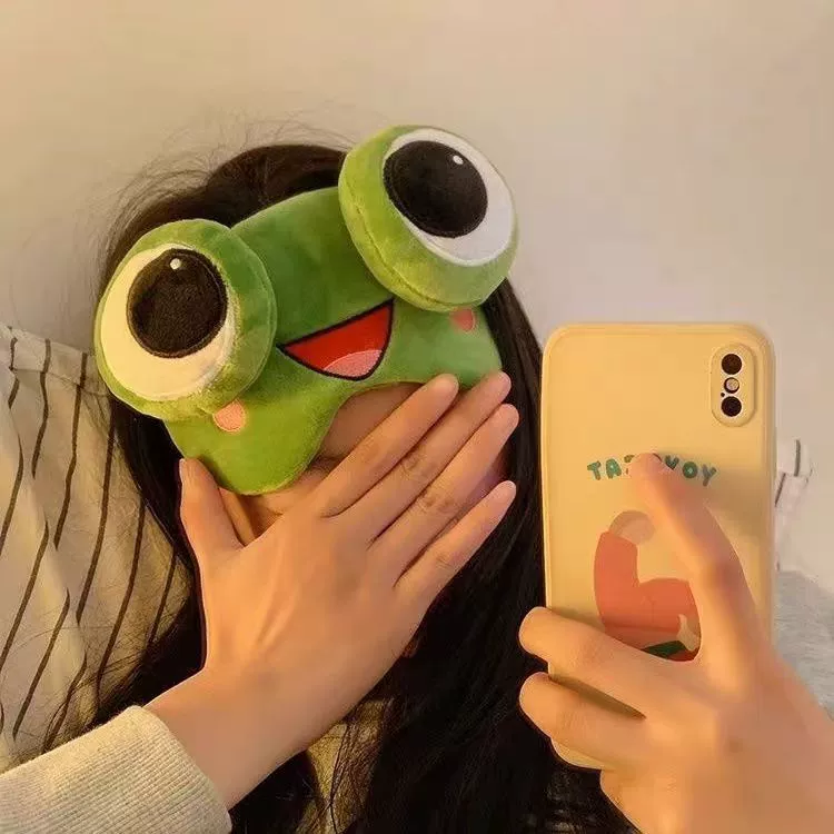 Картонная грустная лягушка смешной позы маска для сна затемнение, для сна, защита глаз для мальчиков и девочек, милый набор холодного компресса