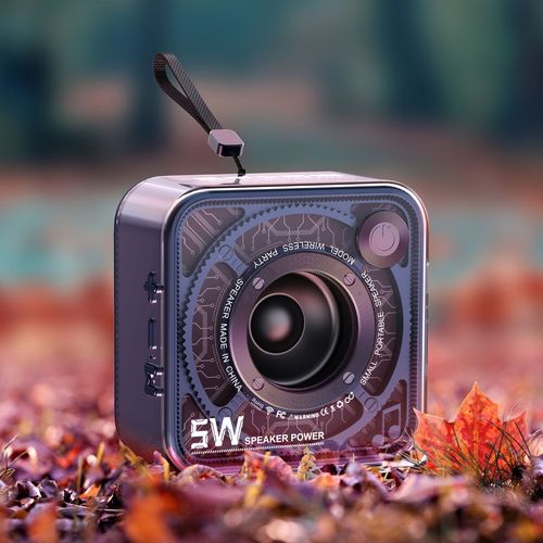 Mecha small square Bluetooth speaker transparent mechanical retro style small steel cannon mini new creative gift speaker