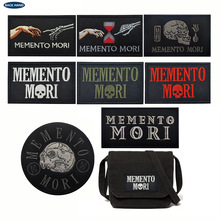 海客户外亚马逊 memento mori 警告刺绣布贴骷髅头魔术贴背包贴章