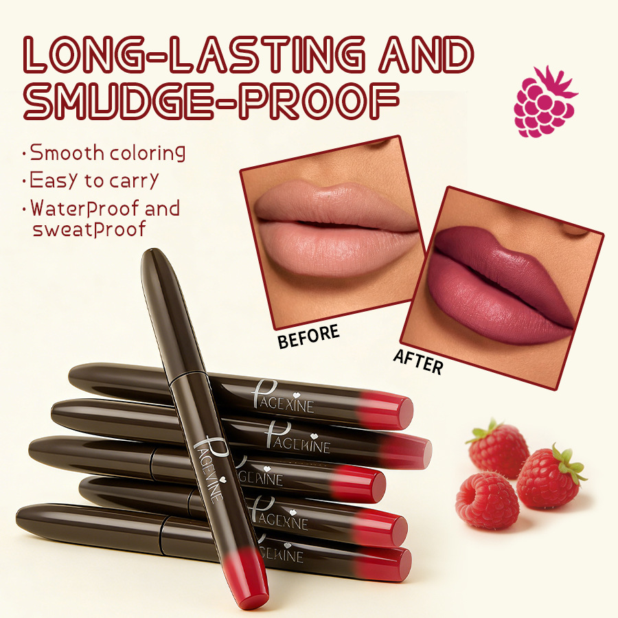 PAGE VINE Brush Lip Liner TK lápiz labial impermeable, anti-contracción, comercio exterior, no decoloración, humectante, suave niebla lápiz labial