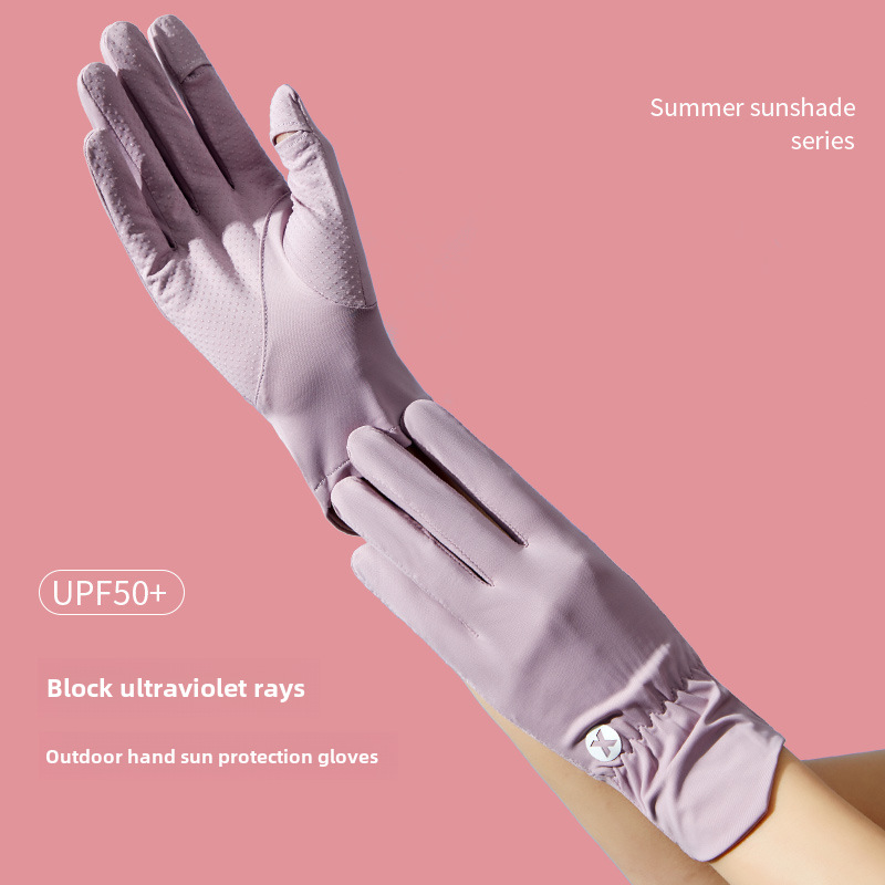 Sunscreen Gloves Women's Ultraviolet Protection Flip Thin Summer Ice Silk Breathable Fashion Electric Bicycle Bike Driving Finger_maomaolike.com