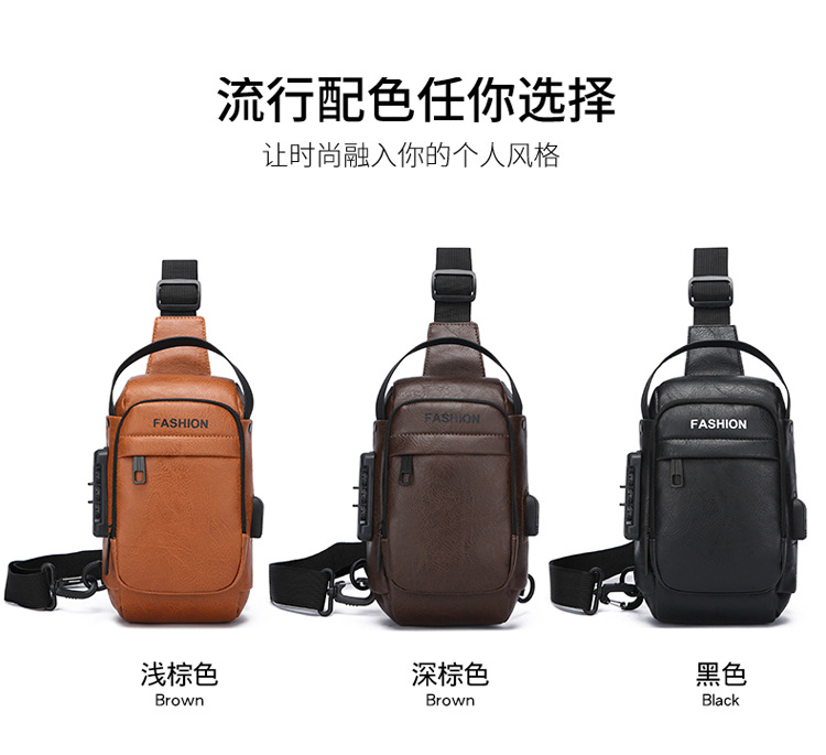 Men's chest bag, crossbody bag, anti-theft waist bag, outdoor sports bag, men's bag, crossbody bag, high-end cycling storage bag details Picture