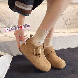 卡皮巴拉加绒高帮勃肯鞋女2025冬季新款保暖棉鞋内增高复古面包鞋