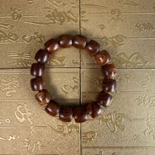 正宗保真海南黄花梨油梨虎皮纹1314桶珠佛珠手串