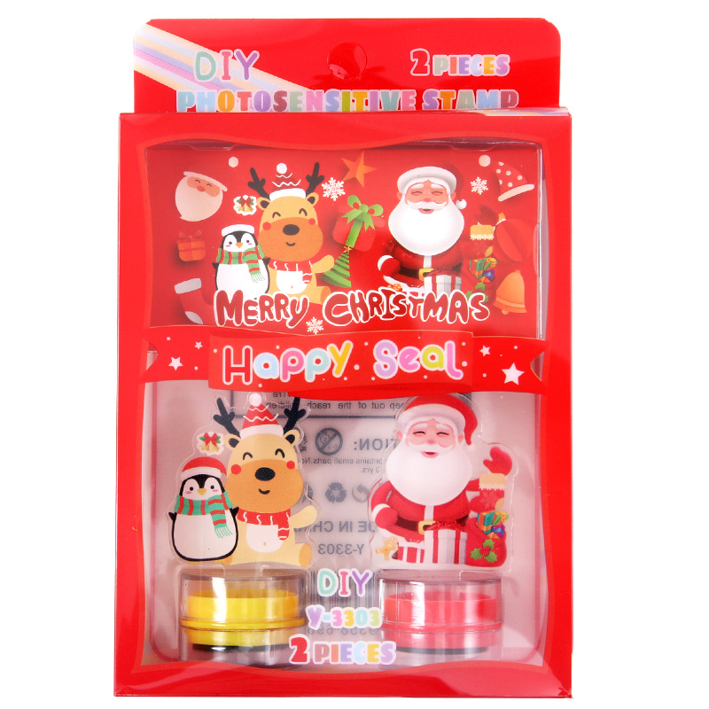 Sello acrílico de Navidad sello fotosensible de Navidad estudiantes primarios niños recompensas vacacionales pequeños regalos de aprendizaje papelería