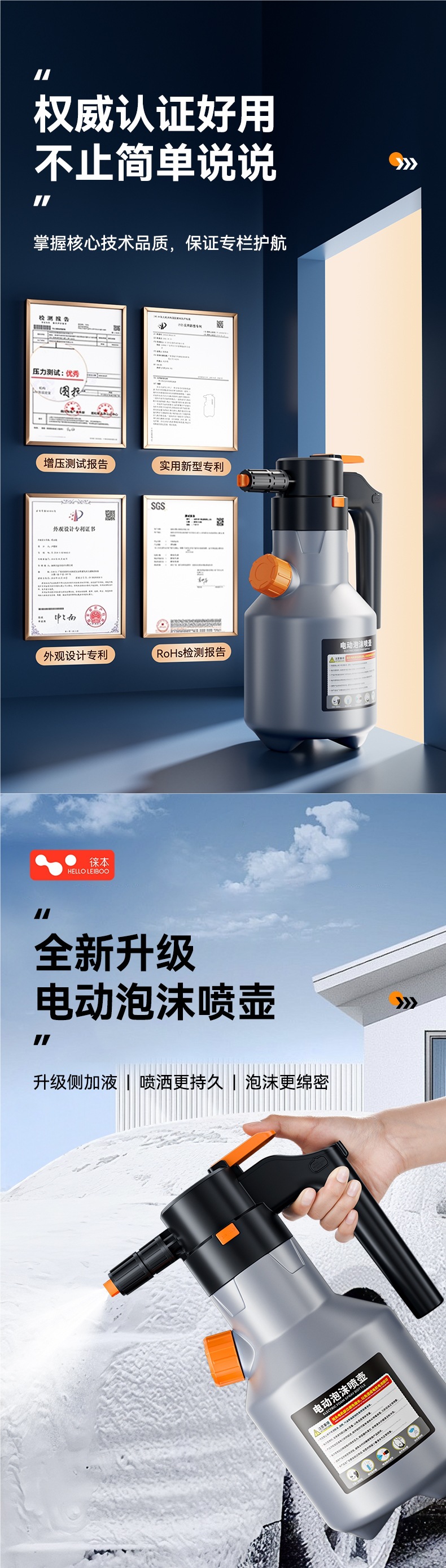 Electric Car Wash Foam Sprayer Rechargeable Car Washing Liquid