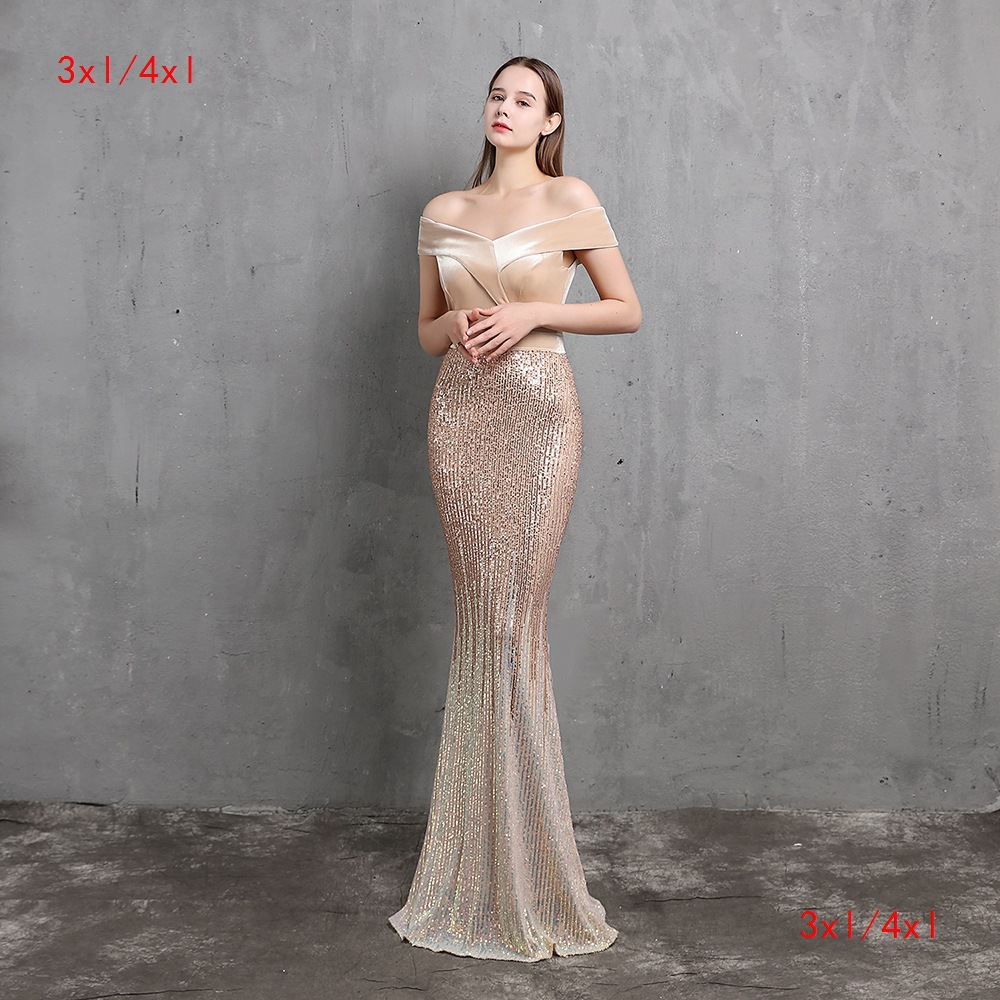 18511-S# long super fat size plus size fat size fat beauty costume banquet evening dress fishtail skirt
