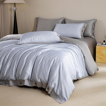 春夏新品纽扣款天丝四件套莱赛尔纤维印花亲肤凉感丝被套床单床品