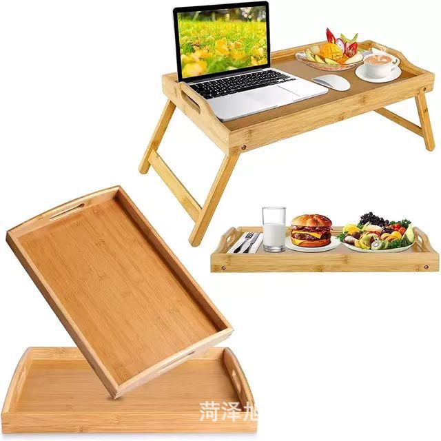 简约现代水果茶壶实木置物架木质野餐桌多功能迷你折叠桌