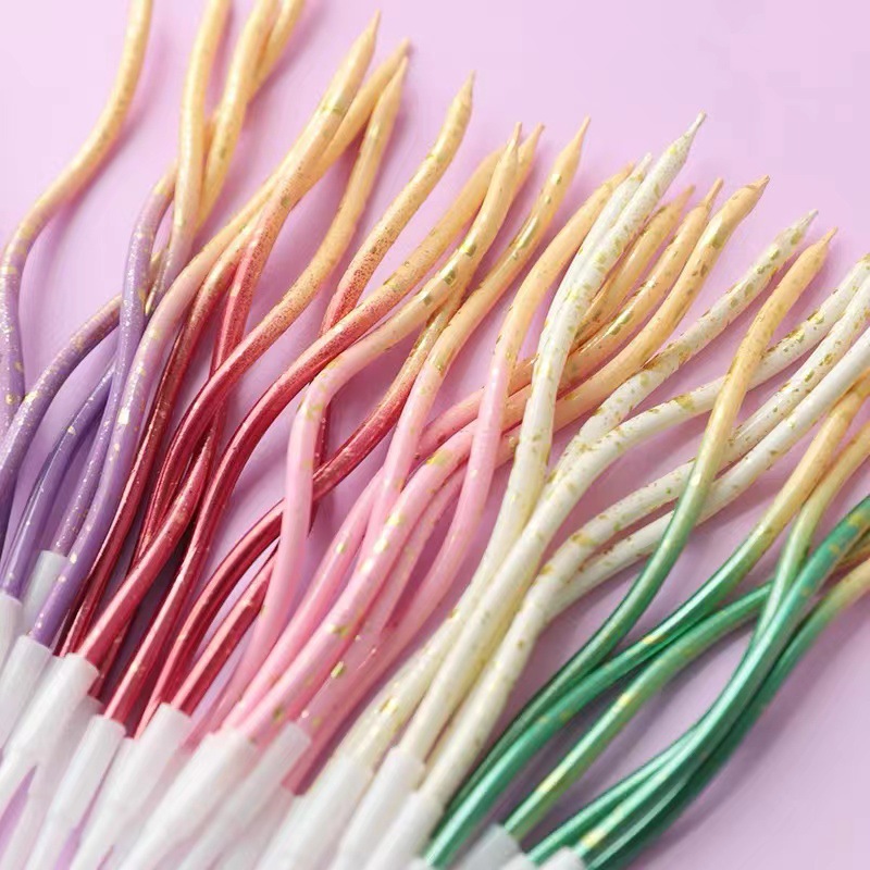 Decoración de pastel horneado Twist Twist Red Red Color Champagne Dorado Dorado Plata Plug-in Cumpleaños Velas