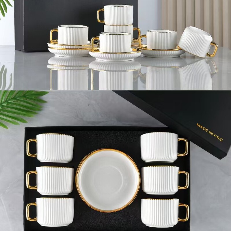 Ceramic Luxury Coffee Cup Set with Home-Use Plates and Water Cups, High-Value Coffee Cup Gift Box Set, Ceramic Cups Ceramic Luxury Coffee Cup Set with Home-Use Plates and Water Cups, High-Value Coffee Cup Gift Box Set, Ceramic Cups