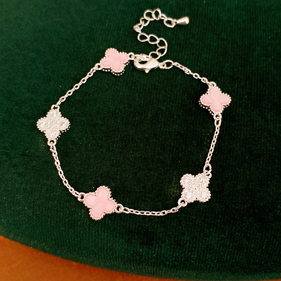 Brazalete de flores azules con diamantes, pequeña pulsera dulce y fresca, lujosa, alta calidad, moda diaria, joyas de brazales versátiles.