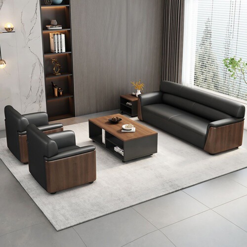 Office Sofa Set Modern Minimalist Business Reception Sofa with Coffee Table for Triple Manager's Office Meeting Room
