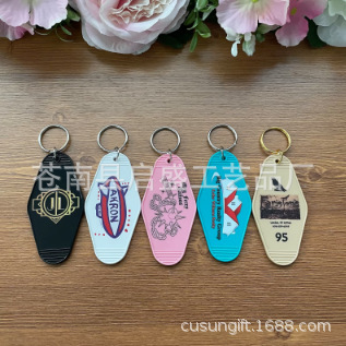 Sample luggage tag plastic round diamond number plate hotel supplies key chain tag tag logo