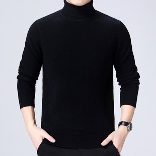 Autumn and Winter New Men's Turtleneck Sweater 100 Pure Wool Sweater Warm Knitted Cashmere Business Casual Base Shirt Trendy