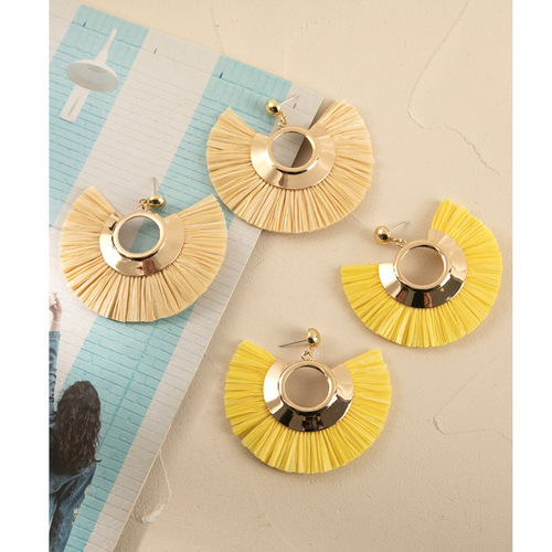 Ins internet celebrity style tassel earrings for women spring and summer new holiday high-end raffia earrings trendy wholesale