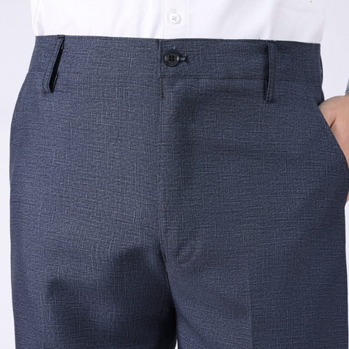 Men's Ice Silk Western Pants Summer Thin Model Middle-Aged and Elderly High-Waist Deep Thigh Men's Casual Loose Father Suit Straight Leg Pants