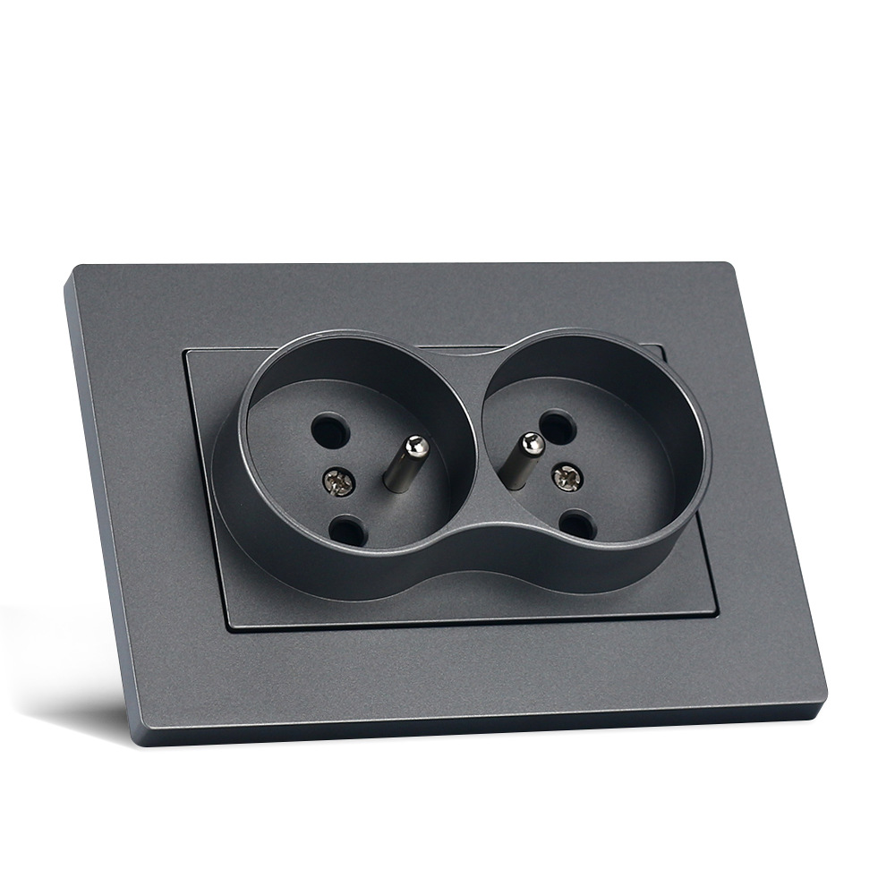 欧标欧规pc面板86*120mm双法插16A插座ce/rohs认证220-250V入墙式