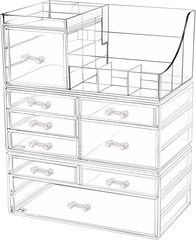 亞克力化妝品盒透明抽屜可堆疊大容量梳妝檯浴室櫃雜物收納儲物盒
