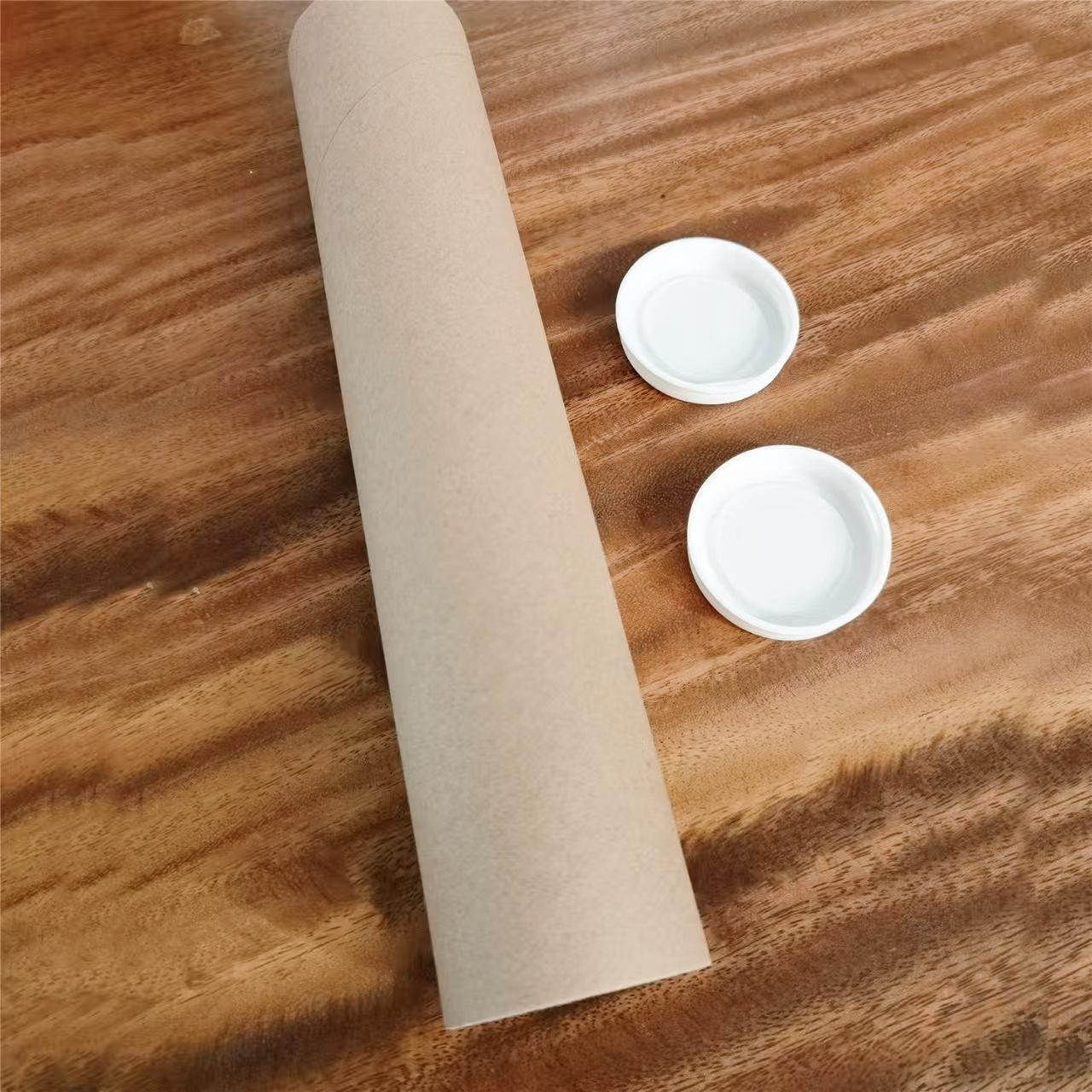 Tubo de Cartón Kraft con Tapa de Papel Kraft Resistente a la Humedad para Empaque Expreso