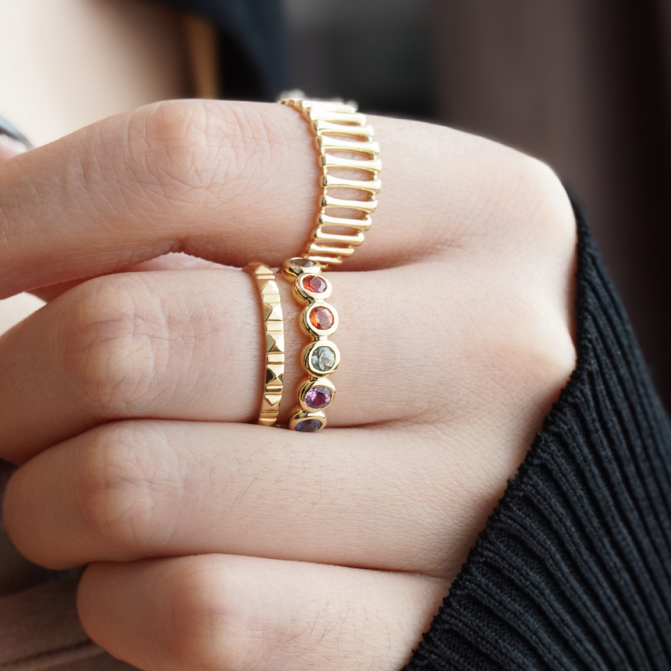 Fashion Round Sterling Silver Plating Zircon Rings