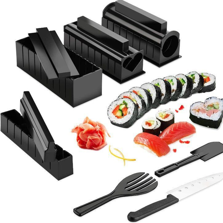 国境を越えたスポット家庭用diyおにぎり金型寿司道具10個/11点セット料理道具海苔寿司巻き|undefined
