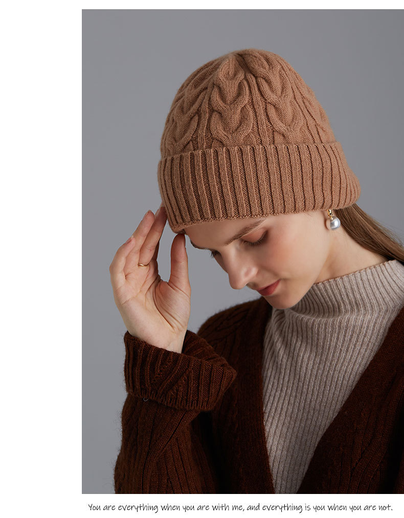 Big Waist Autumn And Winter New Knitted Hat Men's Hat Warm Women's Hat Cotton Wool Hat Thickened Fried Dough Twists Cold Hat_voghion.com