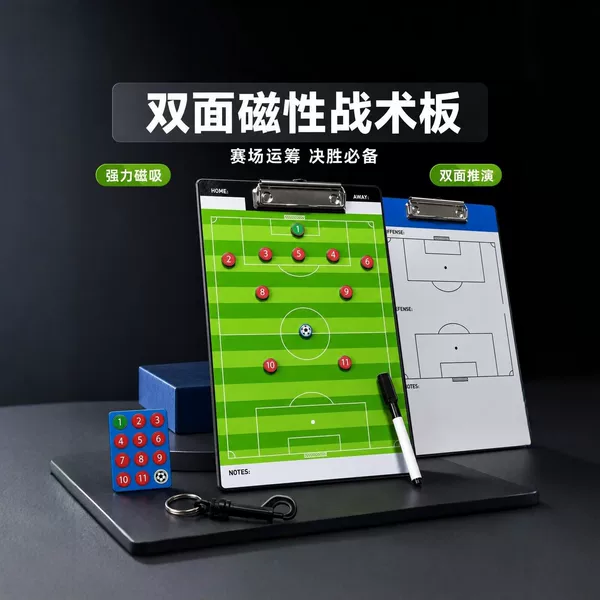 Double-sided magnetic football tactical board for coaches, erasable and portable tactical demonstration board with magnetic chess pieces and whiteboard pen
