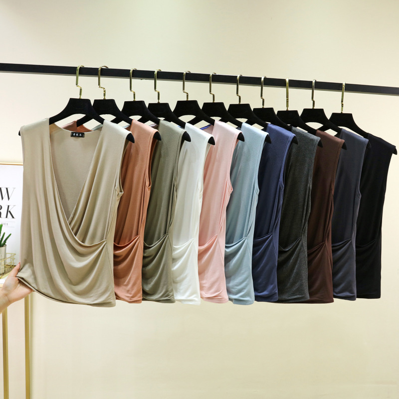 Modal Loose Versatile Cross-Front Vest Summer Fashion Plus-Size Sleeveless Top Solid Color Thin Base Shirt Modal Loose Versatile Cross-Front Vest Summer Fashion Plus-Size Sleeveless Top Solid Color Thin Base Shirt