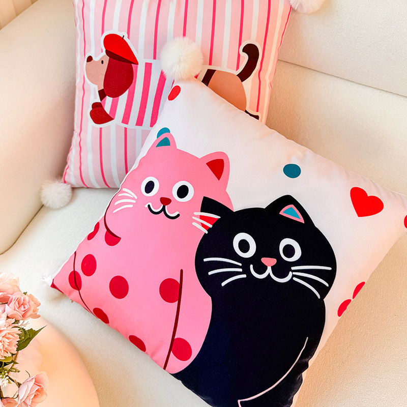 Almohada de dopamina para cachorro de salchicha, funda de almohada, sofá de sala de estar, almohada, impresión de cabecera, almohada de cintura abstracta, bola de pelo