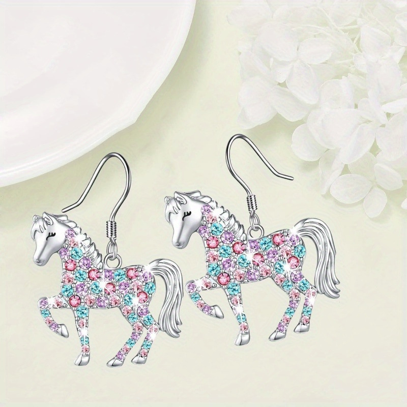 Color Cartoon Cute Exquisite Pony Pendant Earrings Shiny Fashion All-match Luxury High-end Memorial Earrings