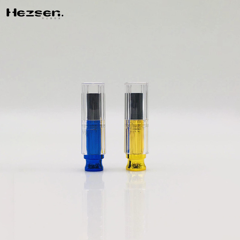 厂家直销 彩妆包材 亮光喷镀金色蓝色口红管唇膏空管壳包材批发