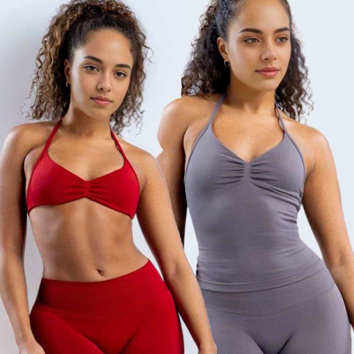 Комплект DF: шорты Amazon, мини-бюстгальтер, высокая эластичность, ультратонкий матовый нейлон, с завязками на шее, красивый спортивный топ с открытой спиной, для йоги