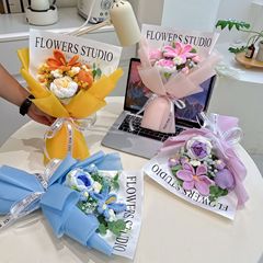 跨境新款创意圣诞节针织花束手工编织毛线送朋友家人情人节礼物