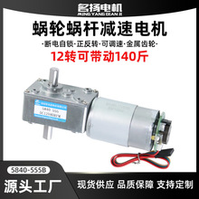 直流减速电机5840-555带编码器双轴蜗轮蜗杆12v24v低速微型小马达