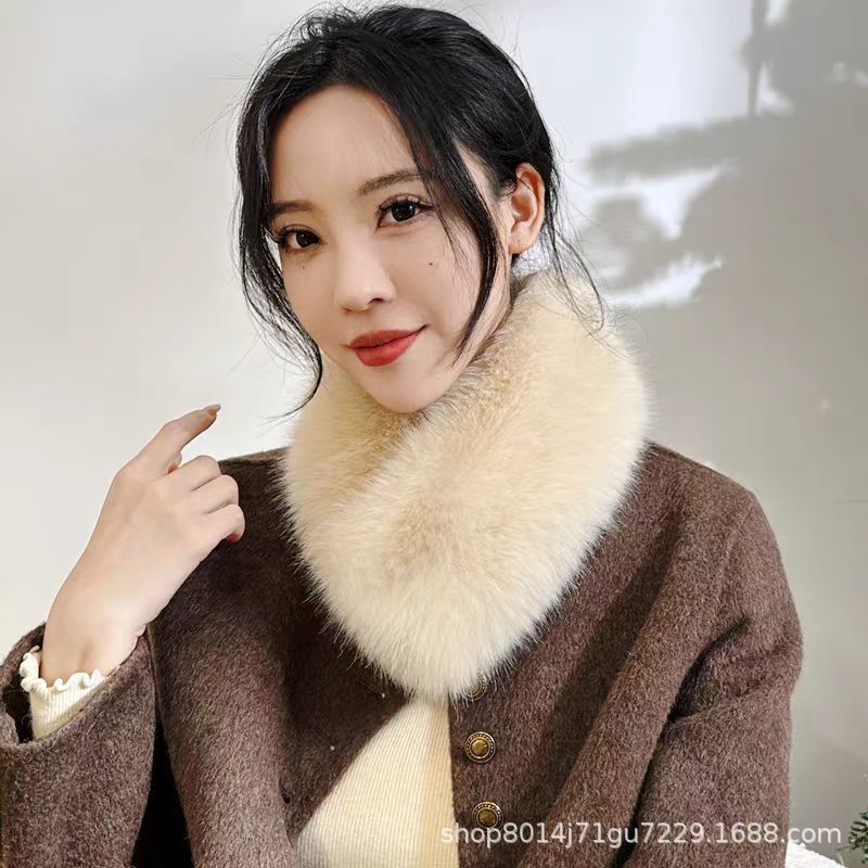 Imitation Fox Fur Scarf, Winter Windproof and Warm Fur Scarf for Women, Thickened and Warm Plush Winter Neck Scarf