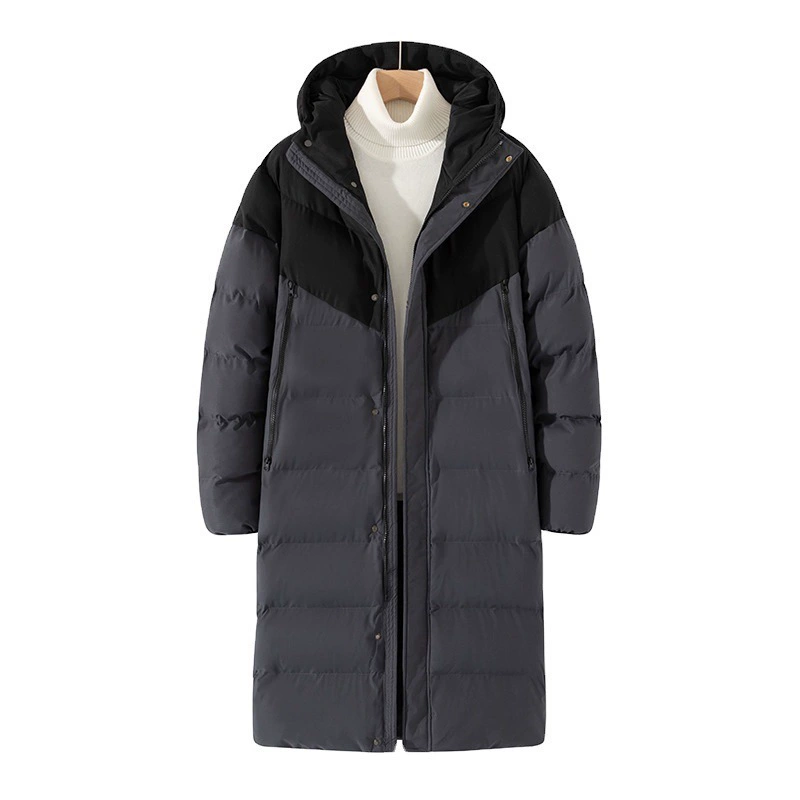 Winter long down jacket with down, keep warm fitted overall with hood, increased thickness