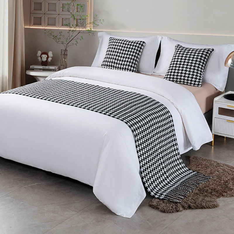 Bandera de cama toallas de cola de cama residencial hotel de lujo cubierta de cama doméstica nueva habitación modelo chino toallas de cama de color sólido