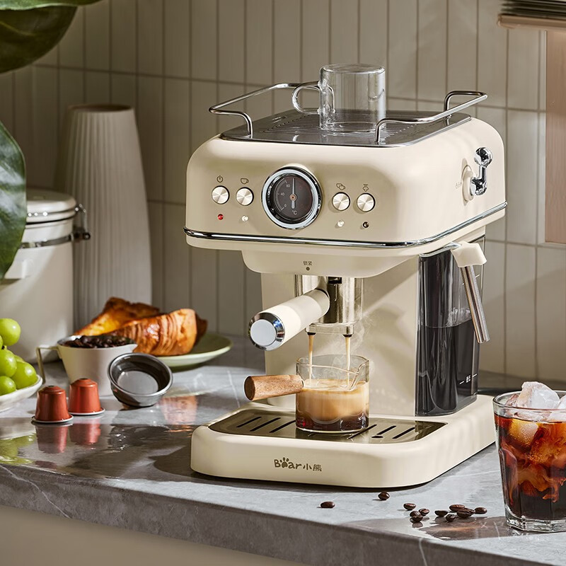 Bear Household Vintage Italian Coffee Machine KFJ-E12R5 Coffee Machine Pump-type Milk Foam Coffee Machine