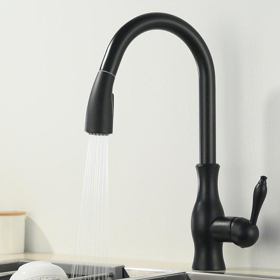 European Style Household Pull-out Kitchen Faucet Rotatable Single Handle Cold and Hot Double Control Sink Vegetable Basin Faucet