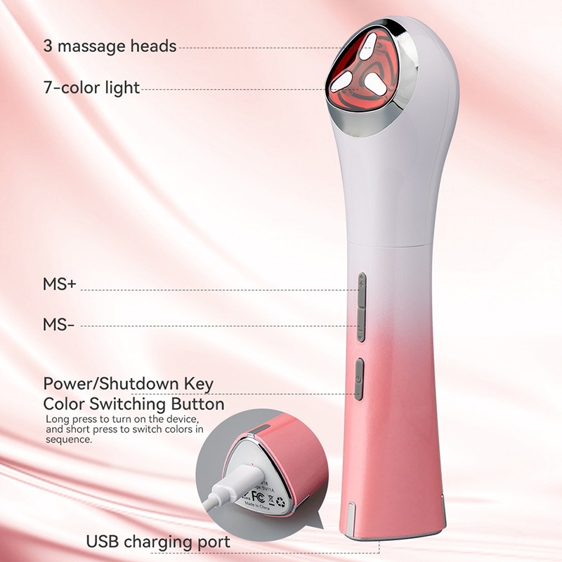 Masajeador Facial de Microcorriente Masaje por Vibración Terapia de Luz Rejuvenecimiento para Cuidado Facial en el Hogar