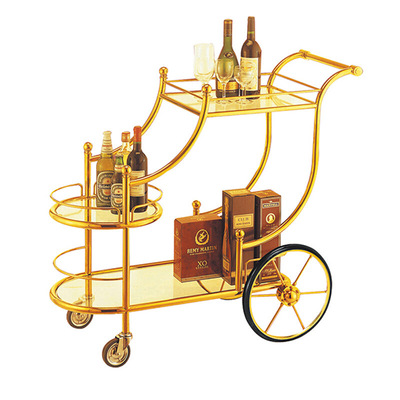 Wine cart Titanium luxury Liquor Trolley European style Royal Wine garden cart Royal family Wine cart three layers Delivery vehicles Service vehicles