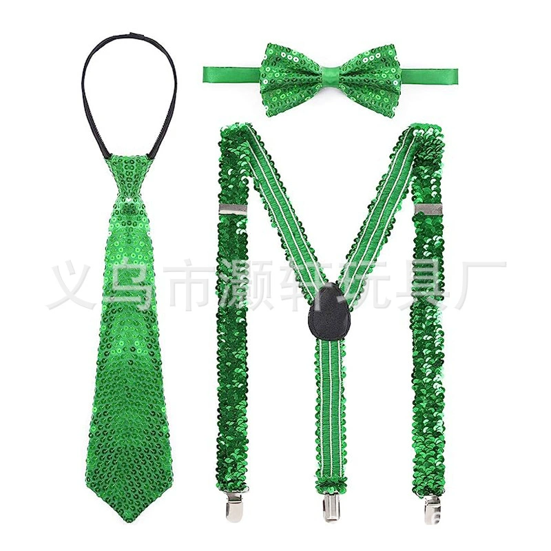 Костюм для ирландского карнавала: галстук-бабочка с пайетками, подтяжки с пайетками, комплект для ночного клуба, ретро-аксессуары для костюмов