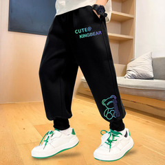 子供パンツ春服 2025 新しいスポーツパンツファッショナブルな中型および大型子供男の子ズボントレンディなカジュアル男の子スウェットパンツ