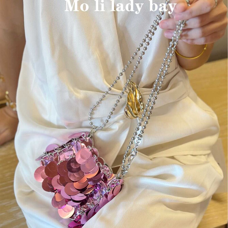Korean Style Sequin Bag Metal Bag Niche Design Handmade Crossbody Bag Ins Trendy String Shoulder Bag Satchel Chain Bag Korean Style Sequin Bag Metal Bag Niche Design Handmade Crossbody Bag Ins Trendy String Shoulder Bag Satchel Chain Bag